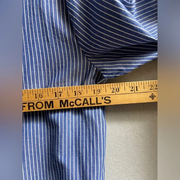 BeachLunchLounge Anthropologie  Cotton Blue/White Striped Bell Sleeve Dress Sz M - Picture 7 of 9